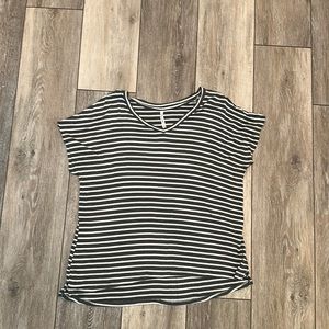 Olive green striped top